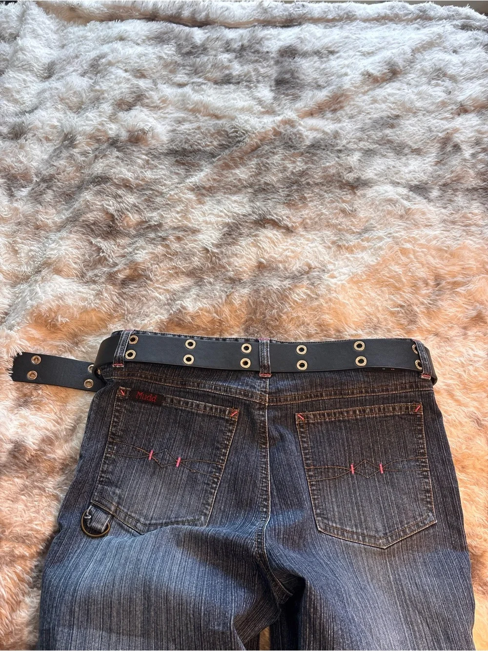 Juicy Couture Black Leather Belt with Gold-Tone Triple-Prong Buckle
